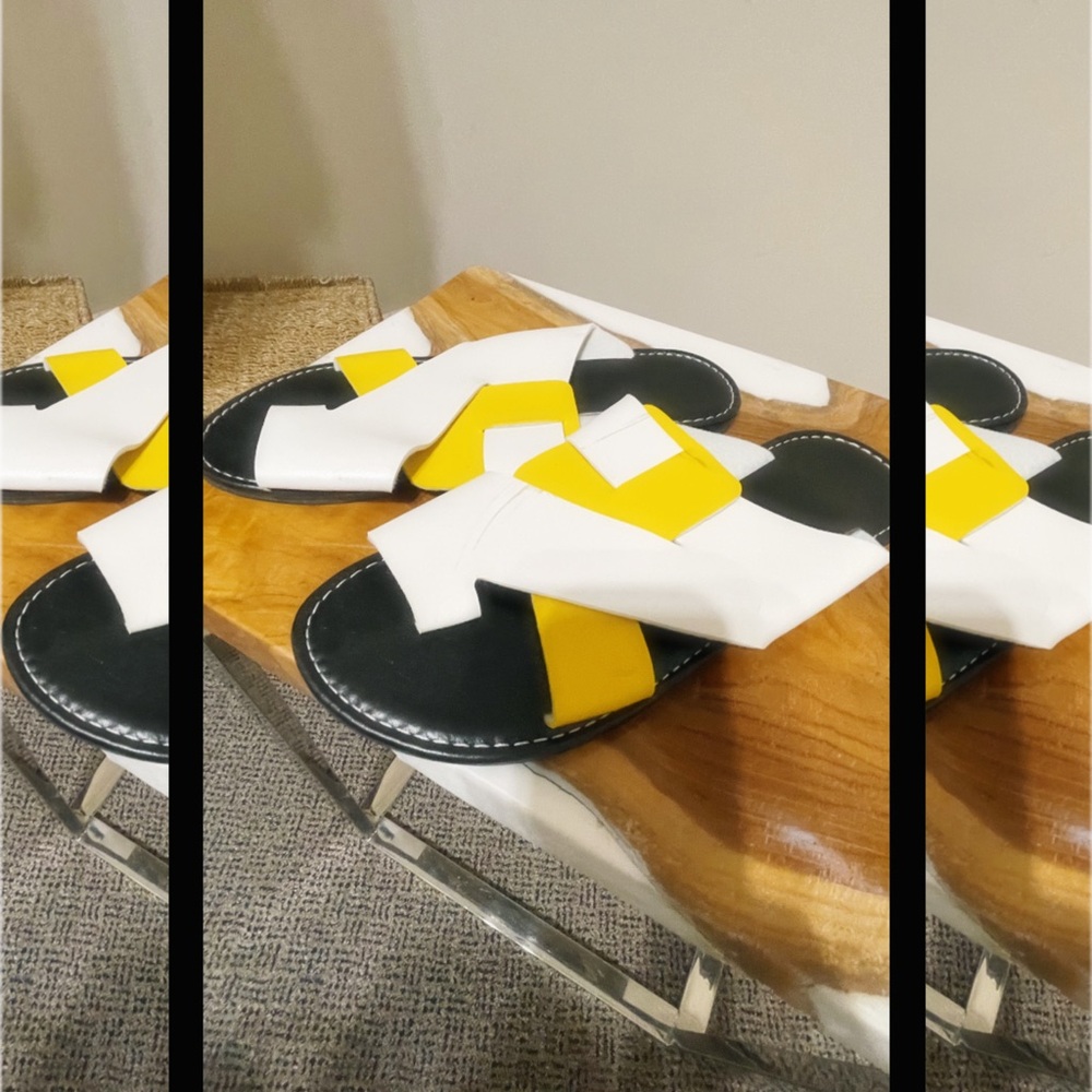 The NEW Boutique White and Yellow Sandals